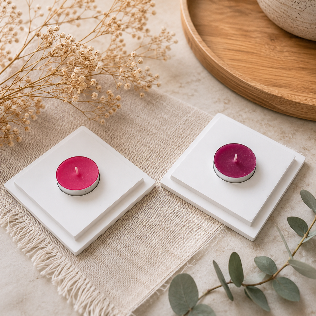 Minimalistyczny Świecznik Handmade | Dekoracja Glamour / Boho | Podgrzewacz Tealight